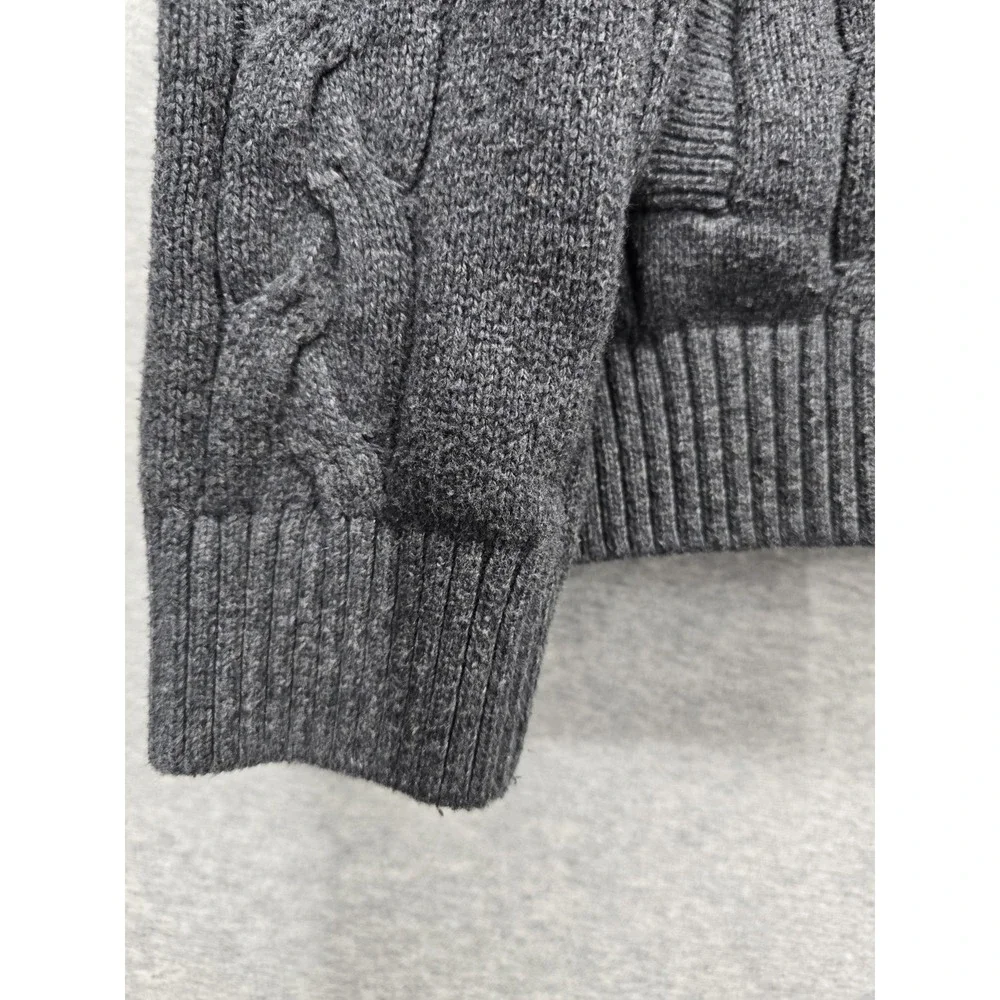 Marled Reunited Clothing Gray Cable Knit Full Zip Sweater Mock Neck XL Unisex